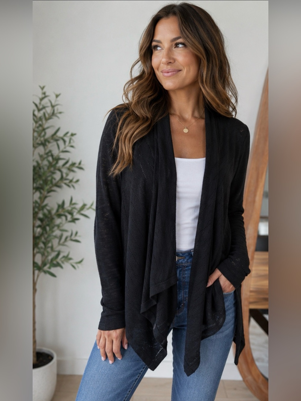 Lucky Brand Black Knit Cardigan